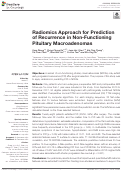 Cover page: Radiomics Approach for Prediction of Recurrence in Non-Functioning Pituitary Macroadenomas