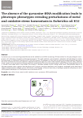 Cover page: The absence of the queuosine tRNA modification leads to pleiotropic phenotypes revealing perturbations of metal and oxidative stress homeostasis in Escherichia coli K12.