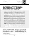 Cover page: The Effect of Route of Administration and Vehicle on the Pharmacokinetics of THC and CBD in Adult, Neonate, and Breastfed Sprague-Dawley Rats