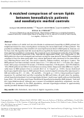 Cover page: A matched comparison of serum lipids between hemodialysis patients and nondialysis morbid controls