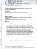 Cover page: The New Medical College Admission Test: Implications for Teaching Psychology