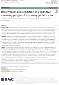 Cover page of Effectiveness and utilization of a cognitive screening program for primary geriatric care.