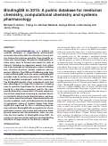 Cover page: BindingDB in 2015: A public database for medicinal chemistry, computational chemistry and systems pharmacology