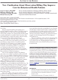 Cover page: New Clarification About Observation Billing May Improve Care for Behavioral Health Patients