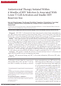 Cover page: Antiretroviral Therapy Initiated Within 6 Months of HIV Infection Is Associated With Lower T-Cell Activation and Smaller HIV Reservoir Size