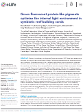 Cover page: Green fluorescent protein-like pigments optimise the internal light environment in symbiotic reef-building corals