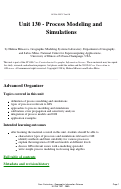 Cover page: Unit 130 - Process Modeling and Simulations