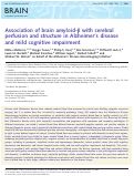 Cover page: Association of brain amyloid-β with cerebral perfusion and structure in Alzheimer’s disease and mild cognitive impairment