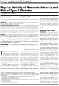 Cover page: Physical Activity of Moderate Intensity and Risk of Type 2 Diabetes A systematic review