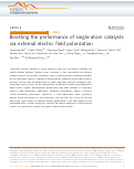 Cover page: Boosting the performance of single-atom catalysts via external electric field polarization