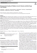 Cover page: Measuring the Quality of Palliative Care for Patients with End-Stage Liver Disease