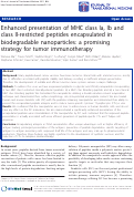 Cover page: Enhanced presentation of MHC class Ia, Ib and class II-restricted peptides encapsulated in biodegradable nanoparticles: a promising strategy for tumor immunotherapy