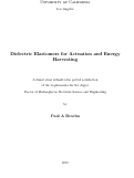 Cover page: Dielectric Elastomers for Actuation and Energy Harvesting