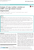 Cover page: Analysis of copy number variation at DMBT1 and age-related macular degeneration