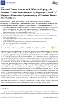 Cover page: Elevated Tumor Lactate and Efflux in High-grade Prostate Cancer demonstrated by Hyperpolarized 13C Magnetic Resonance Spectroscopy of Prostate Tissue Slice Cultures