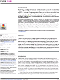 Cover page: Family and personal history of cancer in the All of Us research program for precision medicine