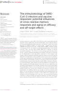 Cover page: The immunobiology of SARS-CoV-2 infection and vaccine responses: potential influences of cross-reactive memory responses and aging on efficacy and off-target effects.