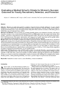 Cover page: Evaluating a Medical School's Climate for Women's Success: Outcomes for Faculty Recruitment, Retention, and Promotion