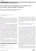 Cover page: Perceived Barriers and Facilitators for an Academic Career in Geriatrics: Medical Students’ Perspectives