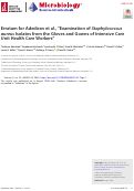 Cover page: Erratum for Adediran et al., “Examination of Staphylococcus aureus Isolates from the Gloves and Gowns of Intensive Care Unit Health Care Workers”