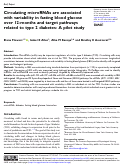 Cover page: Circulating microRNAs are associated with variability in fasting blood glucose over 12-months and target pathways related to type 2 diabetes: A pilot study