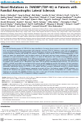 Cover page: Novel Mutations in TARDBP (TDP-43) in Patients with Familial Amyotrophic Lateral Sclerosis