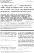 Cover page: Combined analysis of O6-methylguanine-DNA methyltransferase protein expression and promoter methylation provides optimized prognostication of glioblastoma outcome.