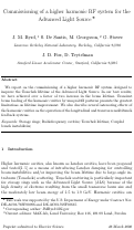 Cover page: Commissioning of a higher harmonic RF system for the Advanced Light Source