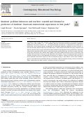 Cover page: Students’ problem behaviors and teachers’ warmth and demand as predictors of students’ classroom instructional experiences in first grade