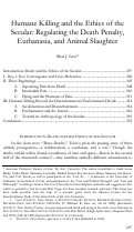 Cover page: Humane Killing and the Ethics of the Secular: Regulating the Death Penalty, Euthanasia, and Animal Slaughter