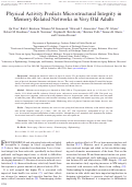Cover page: Physical Activity Predicts Microstructural Integrity in Memory-Related Networks in Very Old Adults