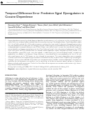 Cover page: Temporal Difference Error Prediction Signal Dysregulation in Cocaine Dependence