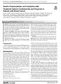 Cover page: Genetic polymorphisms and correlation with treatment induced cardiotoxicity and prognosis in breast cancer patients.