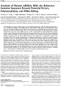 Cover page: Analysis of human mRNAs with the reference genome sequence reveals potent errors, polymorphisms, and RNA editing