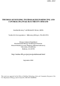 Cover page: The role of building technologies in reducing and controlling peak electricity demand