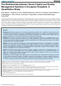 Cover page: The Relationship between Social Capital and Quality Management Systems in European Hospitals: A Quantitative Study