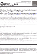 Cover page: Effects of Mobility and Cognition on Hospitalization and Inpatient Days in Women in Late Life.