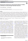 Cover page: Measurements of Spontaneous Communication Initiations in Children with Autism in Preschool through Third Grade Classrooms