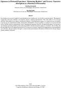 Cover page: Openness to Fictional Experience: Measuring Readers’ and Viewers’ NarrativeAbsorption as a Function of Personality