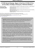 Cover page: COVID-lateral Damage: Impact of the Post-COVID-19 Era on Procedural Training in Emergency Medicine Residency