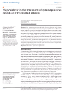 Cover page: Valganciclovir in the treatment of cytomegalovirus retinitis in HIV-infected patients