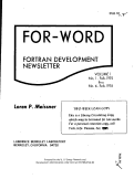 Cover page: For-Word Fortran Development Newsletter Volume 1