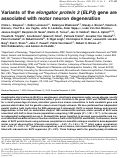 Cover page: Variants of the elongator protein 3 ( ELP3 ) gene are associated with motor neuron degeneration