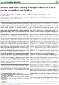 Cover page: Retinoic acid exerts sexually dimorphic effects on muscle energy metabolism and function