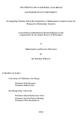 Cover page: Investigating number sense development in a mathematics content course for prospective elementary teachers