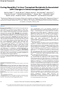 Cover page: Curing Hepatitis C in Liver Transplant Recipients Is Associated with Changes in Immunosuppressant Use