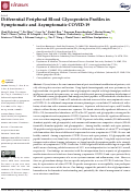 Cover page: Differential Peripheral Blood Glycoprotein Profiles in Symptomatic and Asymptomatic COVID-19