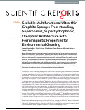 Cover page: Scalable Multifunctional Ultra-thin Graphite Sponge: Free-standing, Superporous, Superhydrophobic, Oleophilic Architecture with Ferromagnetic Properties for Environmental Cleaning