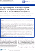 Cover page: De novo sequencing of circulating miRNAs identifies novel markers predicting clinical outcome of locally advanced breast cancer