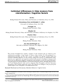 Cover page: Individual differences in false memory from misinformation: Cognitive factors